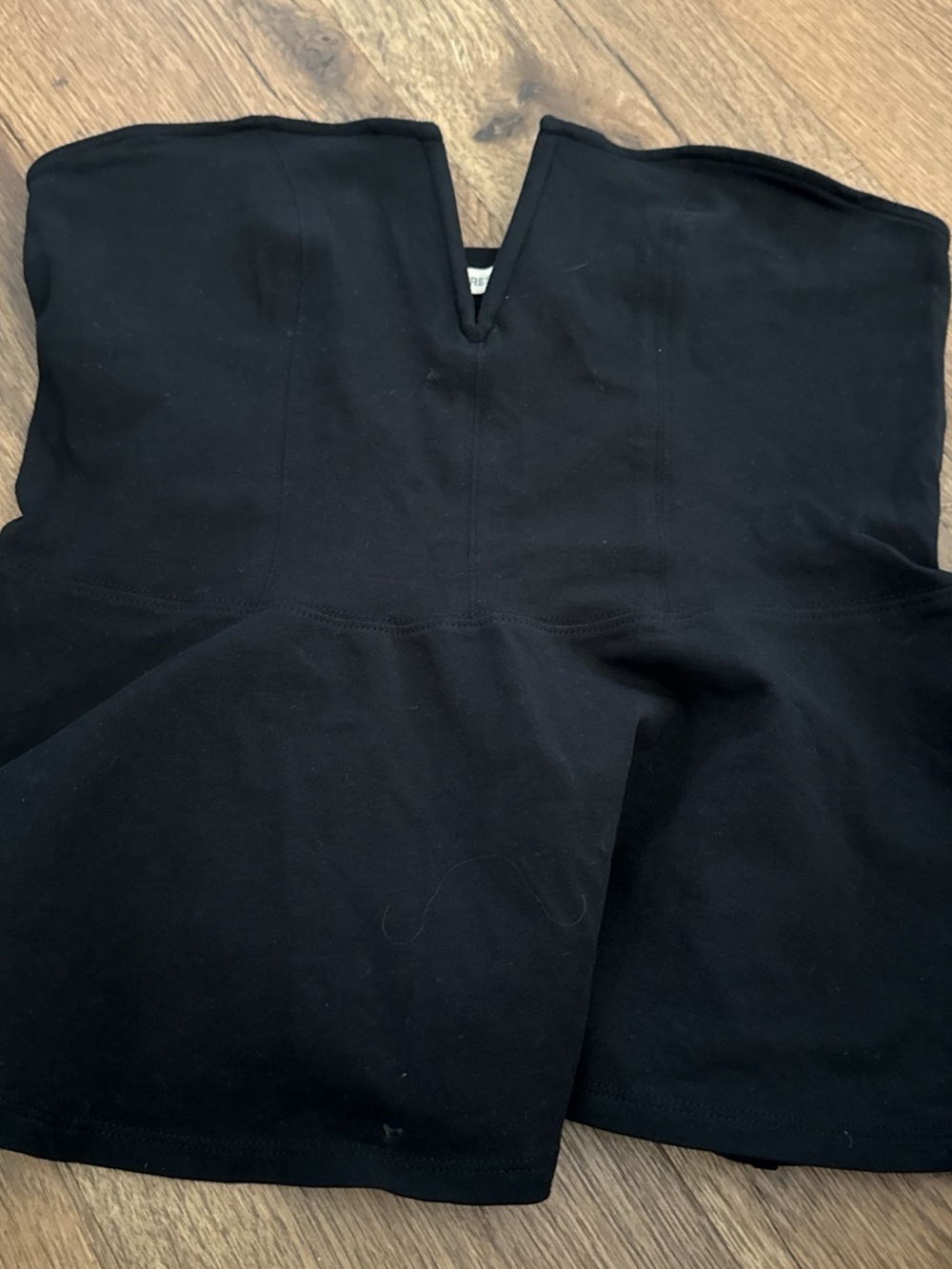 Express Black Strapless Peplum Top with V-Notch
